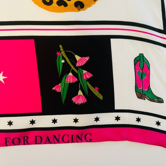 Villa Gallo Colorful Leopard & Palm Silk Scarf with Floral Border - Picture 5 of 7